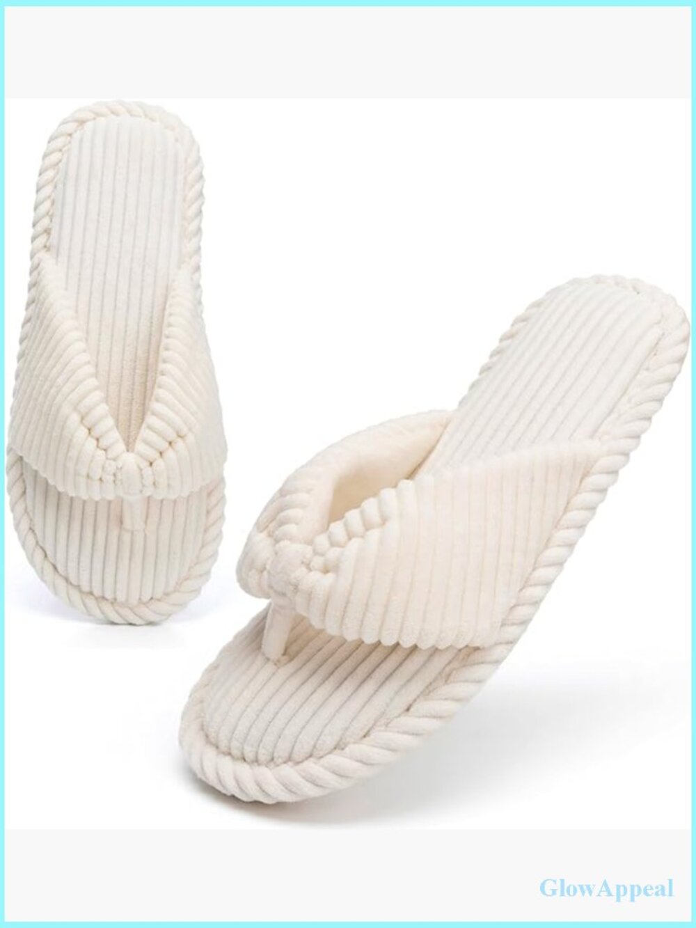 Women's Corduroy Flip Flop Slippers with Memory Foam, Non-Skid Sole, Open Toe
